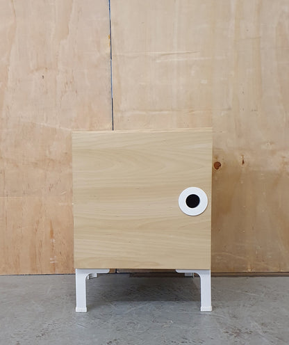 Single Wooden Bedside Cabinet with Circular Cut Out Handle and Internal Shelf - EL103949