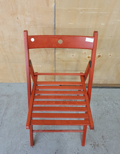 IKEA Single Red Wooden Slatted Seat Folding Chair - 103854