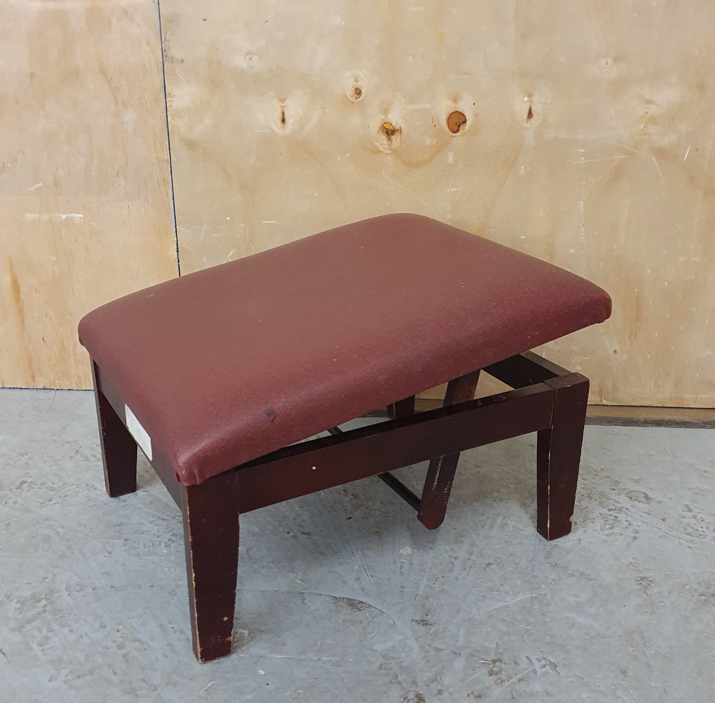 Maroon Vinyl Top Raised Wooden Footstool - EL102907