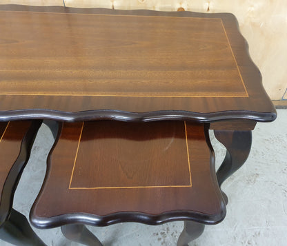 Mahogany Large Coffee Table with 2 Small Nest of Tables and Cabriole Legs - EL102783