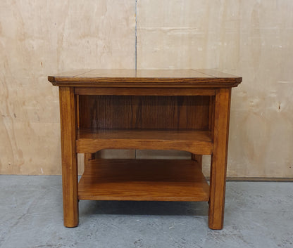 2 Tier Solid Oak Coffee Table with 1 Small Drawer and Slatted Side - 104842