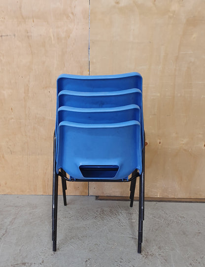 4 Matching Blue Plastic Stackable Chairs with Black Metal Legs - 103963/103964/103965/103966