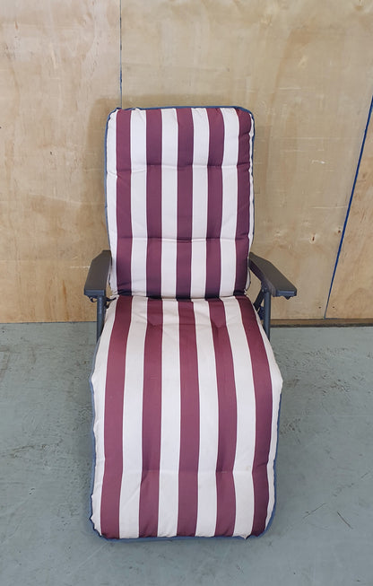 Striped Maroon Cushioned Seat Extendable Garden Lounger - EL102807