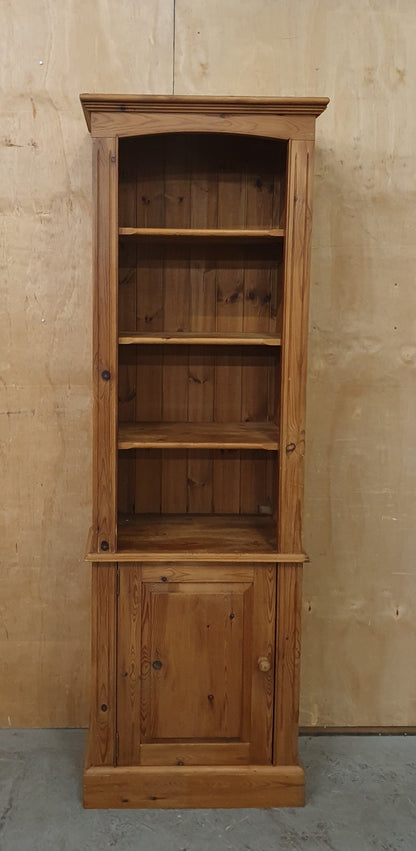 Tall Pine Display Cabinet with 3 Shelves and 1 Bottom Door - 104808