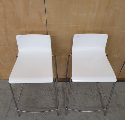 2 Matching White Stackable Bar Stools with Chrome Frame - RN193197 / RN103192