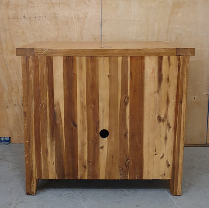 Large Pine Cabinet with 4 Top Drawers and 2 Doors with Shell Handles - EL103488