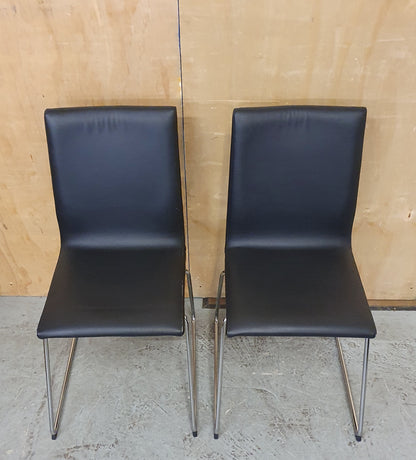 IKEA LILLANAS 2 Matching Black Faux Leather Dining Chairs - 104777 / 104778